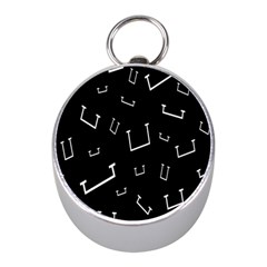 Pit White Black Sign Pattern Mini Silver Compasses