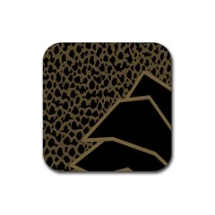 Polka Spot Grey Black Rubber Coaster (square) 