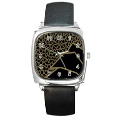 Polka Spot Grey Black Square Metal Watch