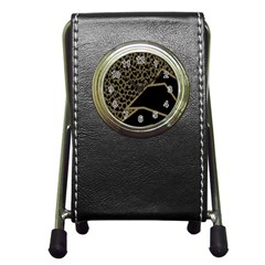 Polka Spot Grey Black Pen Holder Desk Clocks by Mariart