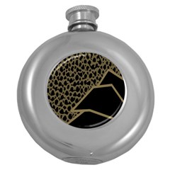 Polka Spot Grey Black Round Hip Flask (5 Oz)