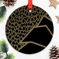 Polka Spot Grey Black Round Ornament (two Sides)