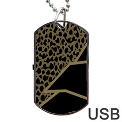 Polka Spot Grey Black Dog Tag Usb Flash (one Side) by Mariart