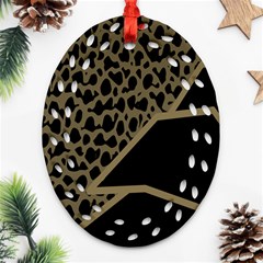 Polka Spot Grey Black Oval Filigree Ornament (two Sides)