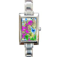 Painting Map Pink Green Blue Street Rectangle Italian Charm Watch