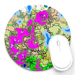 Painting Map Pink Green Blue Street Round Mousepads