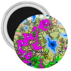 Painting Map Pink Green Blue Street 3  Magnets by Mariart