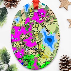 Painting Map Pink Green Blue Street Ornament (oval) by Mariart