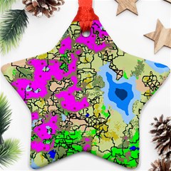 Painting Map Pink Green Blue Street Ornament (star)