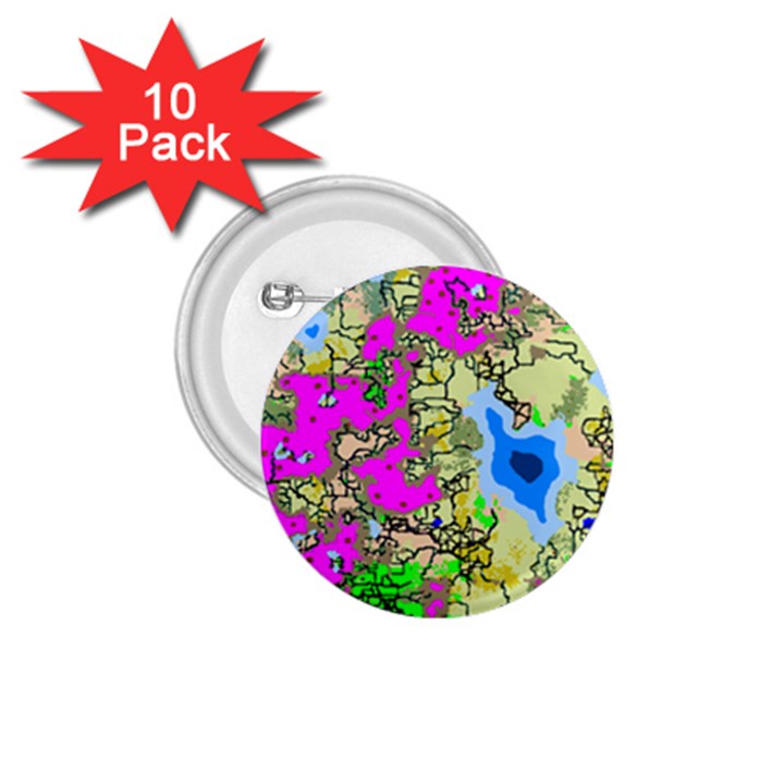 Painting Map Pink Green Blue Street 1.75  Buttons (10 pack)