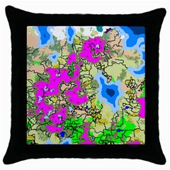 Painting Map Pink Green Blue Street Throw Pillow Case (black)