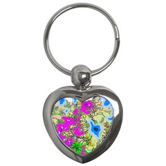 Painting Map Pink Green Blue Street Key Chains (heart) 