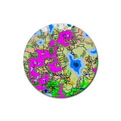 Painting Map Pink Green Blue Street Rubber Coaster (round)  by Mariart