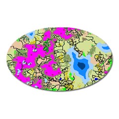 Painting Map Pink Green Blue Street Oval Magnet