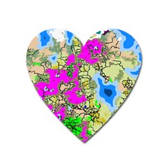 Painting Map Pink Green Blue Street Heart Magnet