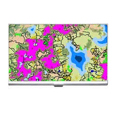 Painting Map Pink Green Blue Street Business Card Holders