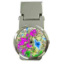 Painting Map Pink Green Blue Street Money Clip Watches