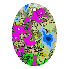 Painting Map Pink Green Blue Street Oval Ornament (two Sides) by Mariart