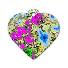 Painting Map Pink Green Blue Street Dog Tag Heart (one Side)