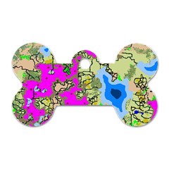 Painting Map Pink Green Blue Street Dog Tag Bone (one Side)