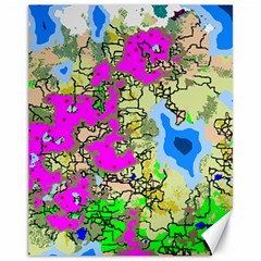 Painting Map Pink Green Blue Street Canvas 11  X 14   by Mariart