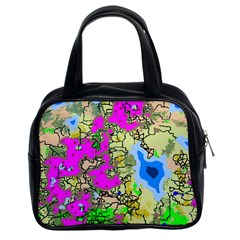 Painting Map Pink Green Blue Street Classic Handbags (2 Sides) by Mariart