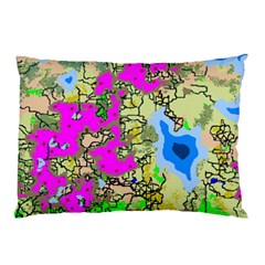 Painting Map Pink Green Blue Street Pillow Case by Mariart