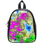 Painting Map Pink Green Blue Street School Bag (Small) Front