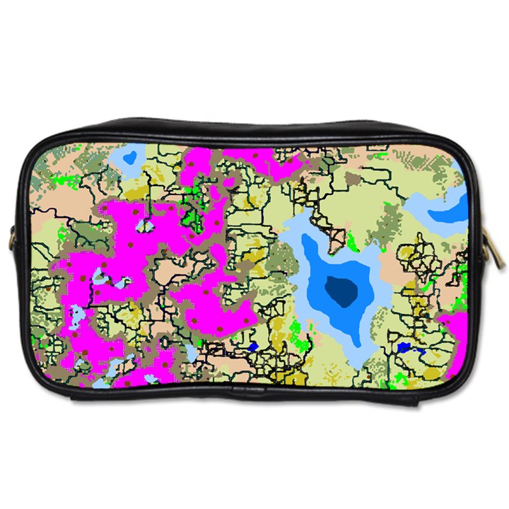 Painting Map Pink Green Blue Street Toiletries Bags