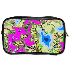 Painting Map Pink Green Blue Street Toiletries Bags 2-side by Mariart