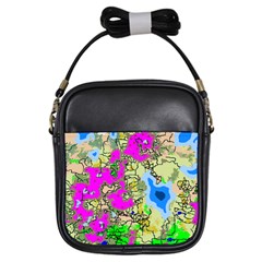 Painting Map Pink Green Blue Street Girls Sling Bags by Mariart