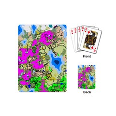 Painting Map Pink Green Blue Street Playing Cards (mini)  by Mariart