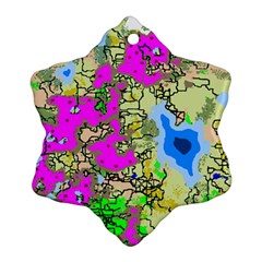 Painting Map Pink Green Blue Street Snowflake Ornament (two Sides) by Mariart