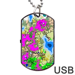 Painting Map Pink Green Blue Street Dog Tag Usb Flash (one Side) by Mariart