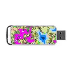 Painting Map Pink Green Blue Street Portable Usb Flash (one Side) by Mariart