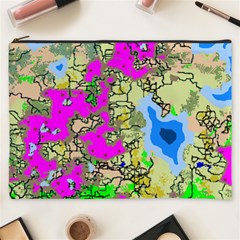 Painting Map Pink Green Blue Street Cosmetic Bag (xxxl) 