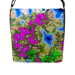 Painting Map Pink Green Blue Street Flap Messenger Bag (l)  by Mariart