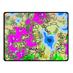 Painting Map Pink Green Blue Street Double Sided Fleece Blanket (small) 