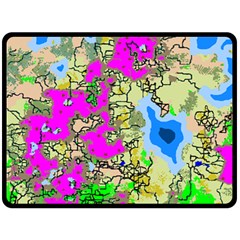 Painting Map Pink Green Blue Street Double Sided Fleece Blanket (large) 