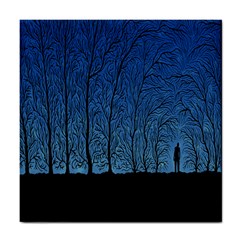 Forest Tree Night Blue Black Man Tile Coasters