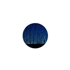 Forest Tree Night Blue Black Man 1  Mini Buttons