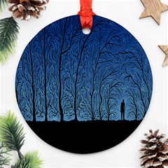 Forest Tree Night Blue Black Man Ornament (round)