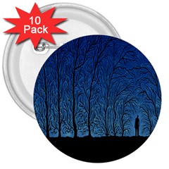 Forest Tree Night Blue Black Man 3  Buttons (10 Pack) 