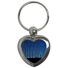 Forest Tree Night Blue Black Man Key Chains (heart) 