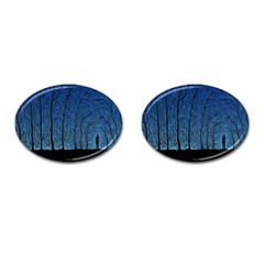 Forest Tree Night Blue Black Man Cufflinks (oval) by Mariart