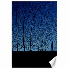 Forest Tree Night Blue Black Man Canvas 12  X 18  