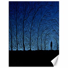 Forest Tree Night Blue Black Man Canvas 18  X 24  