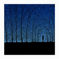 Forest Tree Night Blue Black Man Medium Glasses Cloth (2-side) by Mariart