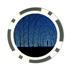 Forest Tree Night Blue Black Man Poker Chip Card Guard by Mariart