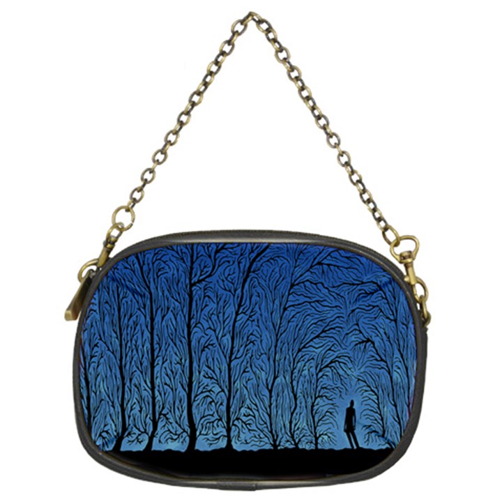 Forest Tree Night Blue Black Man Chain Purses (Two Sides) 